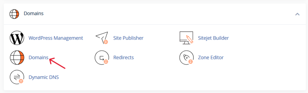 সিপ্যানেল থেকে Domains অপশনের ভেতর প্রবেশ