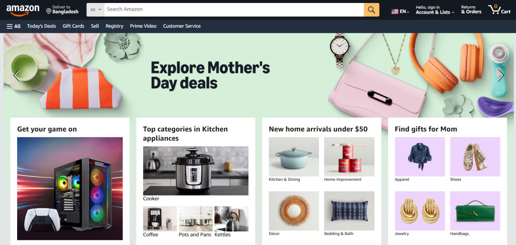 Amazon homepage
