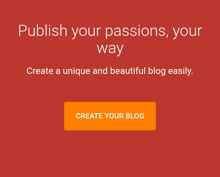 blogger.com হোমপেজ - Create Your Blog বাটন দেখাচ্ছে