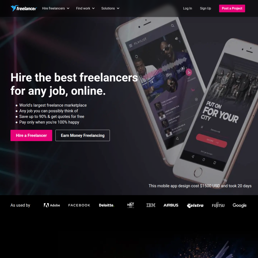 Freelancer homepage